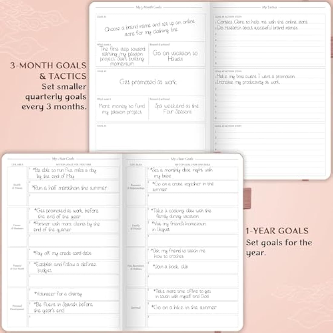 Legend Planner Hourly Schedule – Weekly & Daily Organizer with Time Slots. Appointment Book Journal for Work, Undated, A5 (Rose Gold)