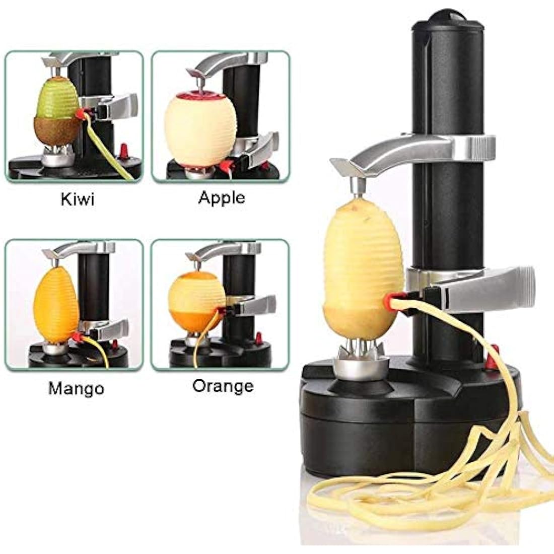 AIHANCH Automatic Potato Peeler Electric Peeler for Potatoes and Fruit [1 Adapter 2 Extra Blades] - Electric Apple Peeler Fruit Peeler Stainless Steel Kitchen Peeling Tool with Apple Corer