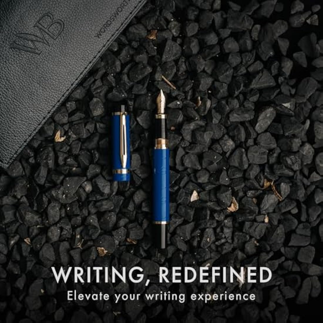 Wordsworth & Black Primori Fountain Pen Set [Blue Gold]; Fine Nib, Gift Case, 24 Ink Cartridges, Refill Converter, Instructions; Journalkeeping, Calligraphy, Fluid Writing