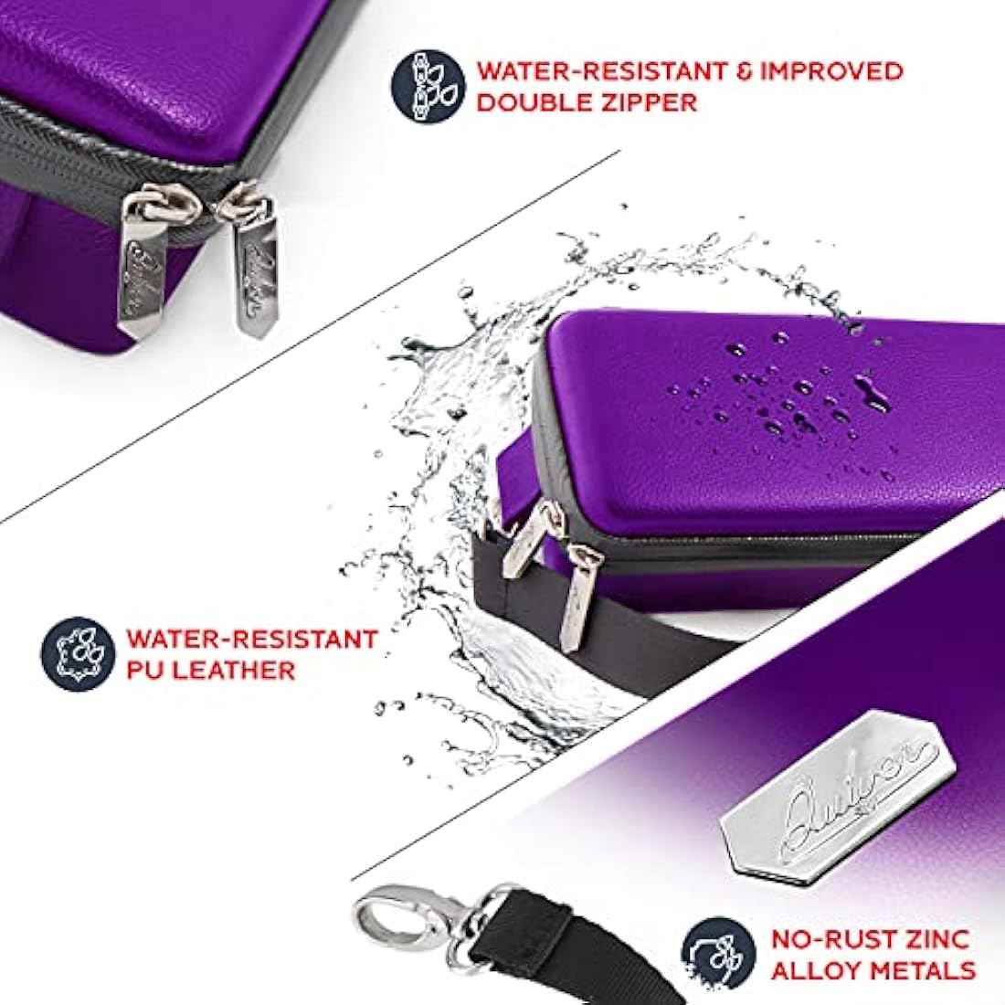 Quiver Time Purple Quiver Card Carrying Case - TCG Cards Deck Box Holder for Trading Cards, MTG Bag Playing Card Case (+Wrist & Shoulder Strap, Dividers, Separators, Corner Pads + 100 Apollo Sleeves)