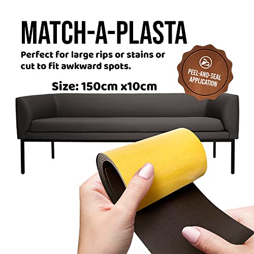 MastaPlasta Original Self-Adhesive Leather Repair Patch - Dark Brown 150 x 10cm (60 x 4in). Your Quick and Easy All-in-One Upholstery-Quality Leather Repair Kit for Sofas, Car Seats, Bags & DIY
