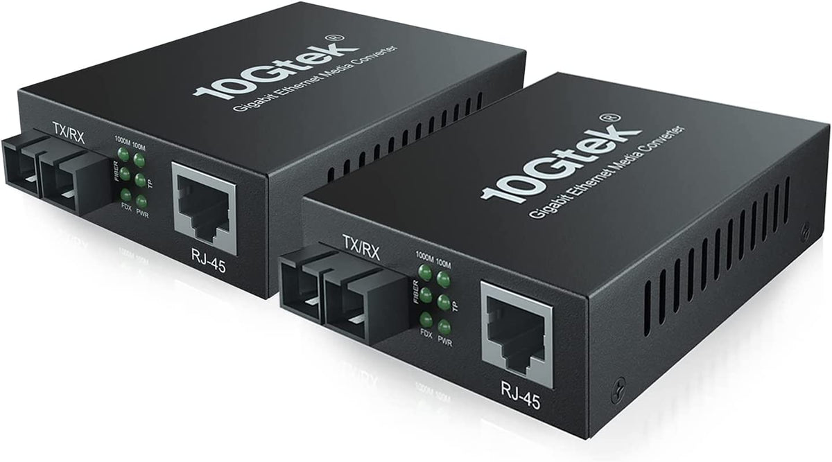 ipolex Gigabit Single-Mode SC Fiber to Ethernet Media Converter, Built-in 1000Base-LX SFP Module, 1310nm, SMF, up to 20-km, Dual SC Fiber to