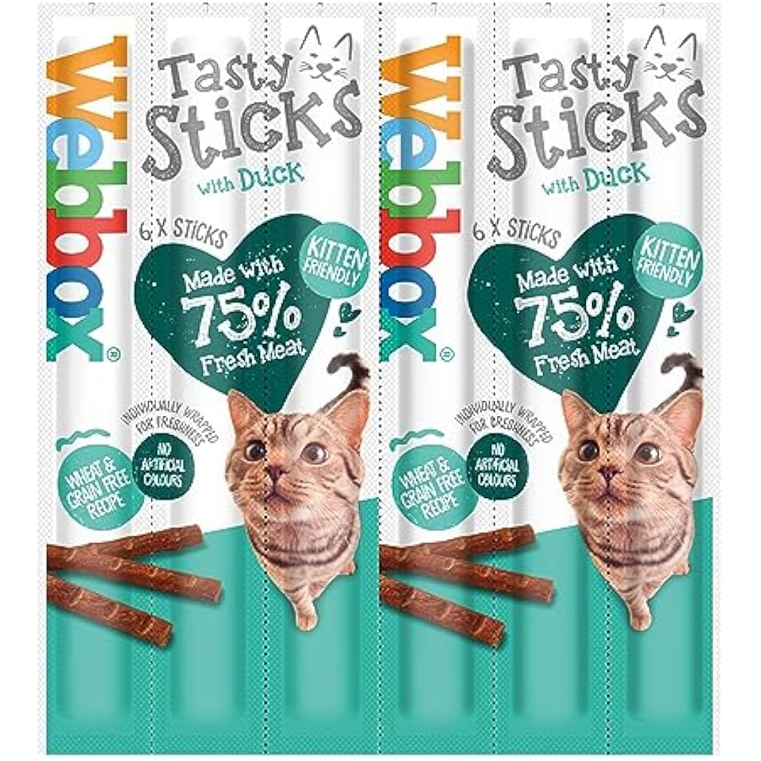 Webbox Tasty Sticks Cat Treats, Duck - Kitten Friendly, Wheat and Grain Free, No Artificial Colours (25 x 6 Packs)
