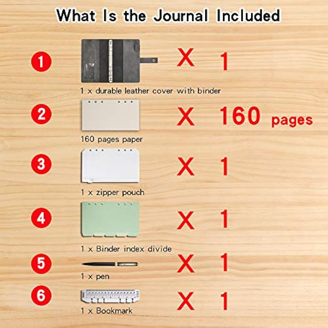 WONDERPOOL A6 Leather Diary Refillable Notebook Spiral Journal Binder Portfolio - Dot Grid Paper & Inner Pockets Organizer for Man and Woman (Brown, A6)