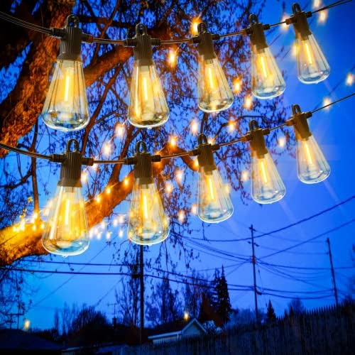 Zuske 15M Festoon Lights Outdoor Mains Powered, Garden String Lights with 25+2 LED Shatterproof Bulbs, IP65 Weatherproof for Outside Backyard Gazebo Porch Patio Cafe Bistro(Warm White) (15M)