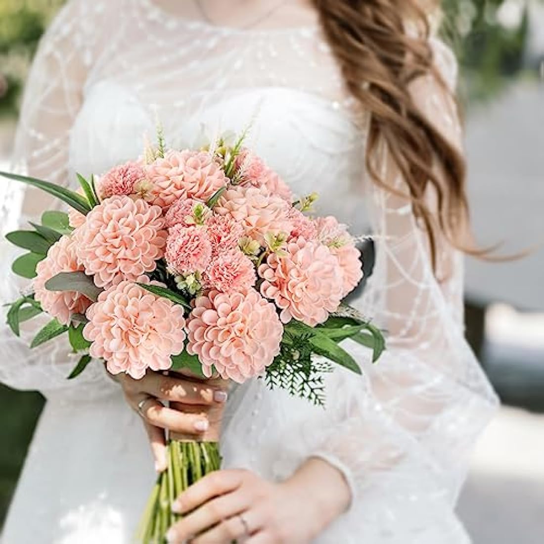 N&T NIETING Artificial Flowers 20pcs Fake Foam Dahlia Flower with Stems, DIY Foam Dahlia Flower for Wedding Cake Bouquets Floral Centerpieces Arrangements Bridal Shower Party Home Decor, Pink