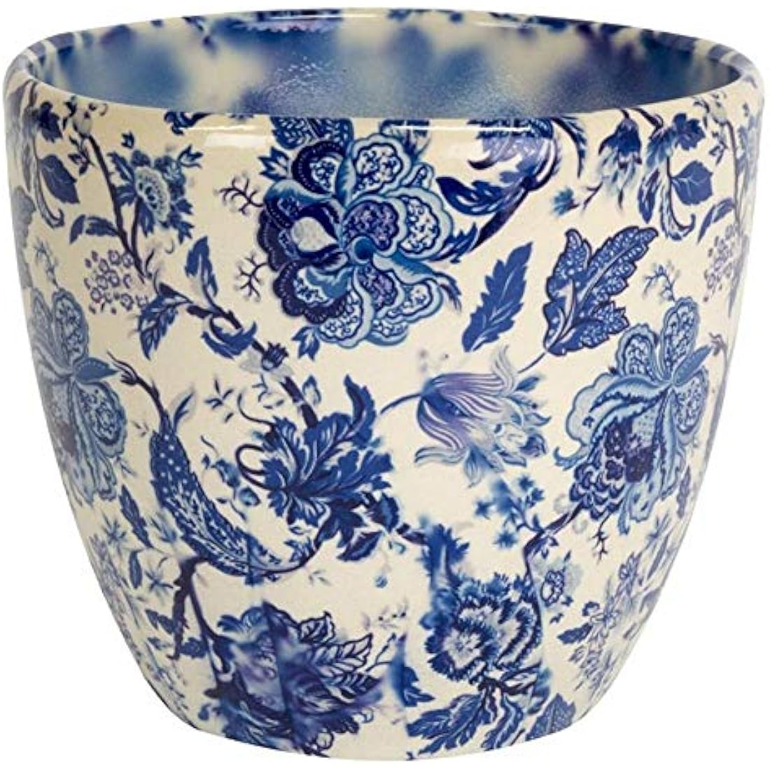 Ivyline Monza Ceramic Vintage Blue Planter 15.5Cm VBM1416, Cream/Pink/Blue