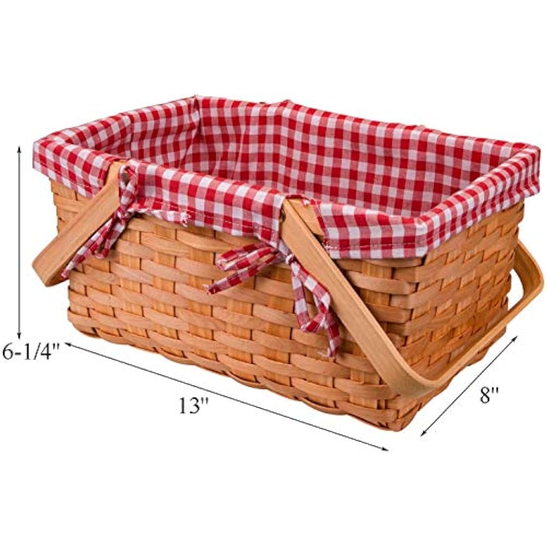 Bekith Picnic Basket Natural Split Shopping Storage Basket Woven Hamper Storage with Double Folding Handles, Pink Lining