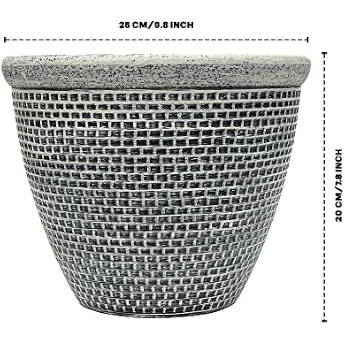 SG Traders Plastic Round Cromarty Plant Pot Flower Pot Planter Garden Decoration Antique Silver 25cm Planter, Outdoor Flower Pots Outside Garden Planters Outdoor With Drainage Holes (Pack of 2)
