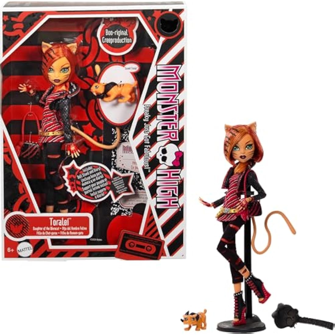 Monster High Boo-riginal Creeproduction Doll, Toralei Collectible Reproduction with Doll Stand, Diary, and Pet Saber-Tooth Tiger Sweet Fangs, HYV91