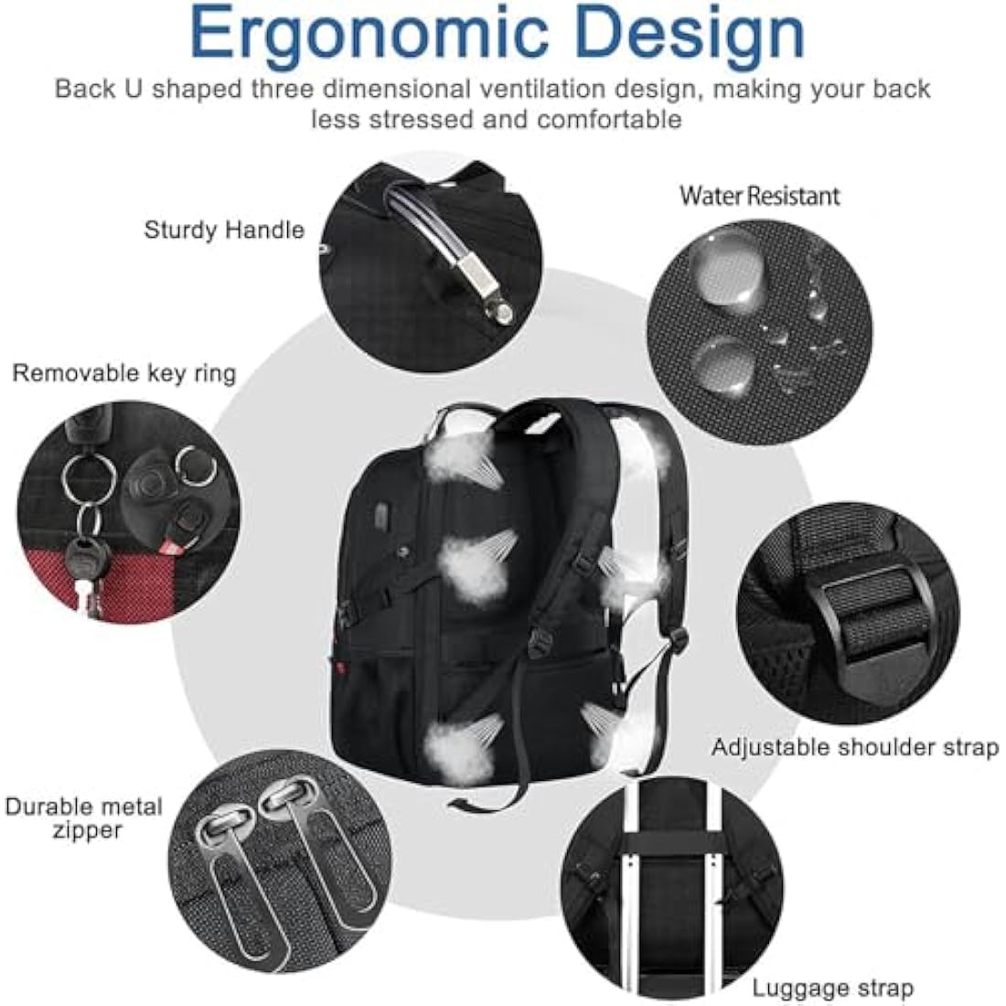 Z-MGKISS Travel Laptop Backpack, 52L Extra Large Backpack for Men, Overnight Backpack, TSA Flight Rucksack 17.3 Inch, Anti-Theft Work Bag with USB Port, Big Computer Bag for College & Business, Black