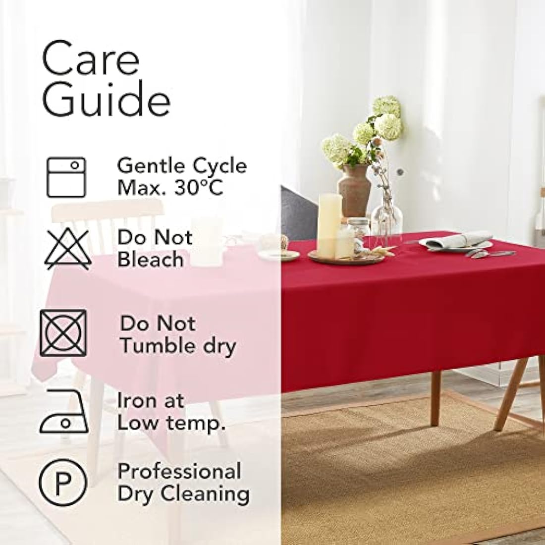 Deconovo Oxford Water Resistant Table Cloth 132x178cm(52x70in) Rectangle Wipeable Tablecloth for Kids Painting Red