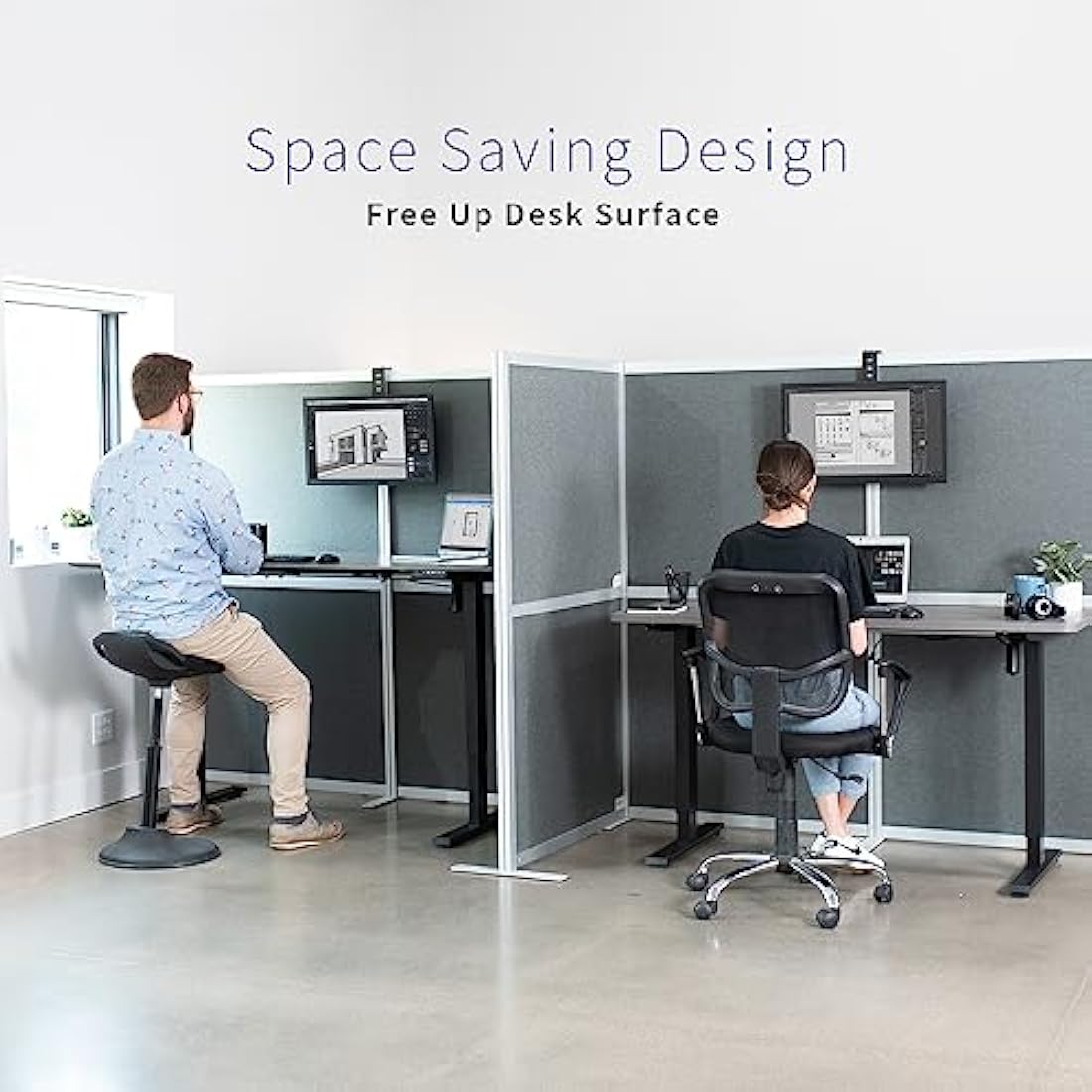 VIVO Black Office Cubicle Bracket VESA Monitor Mount Stand Hanger Attachment Adjustable Clamp for 17 to 32 inch Screen (MOUNT-CUB1)