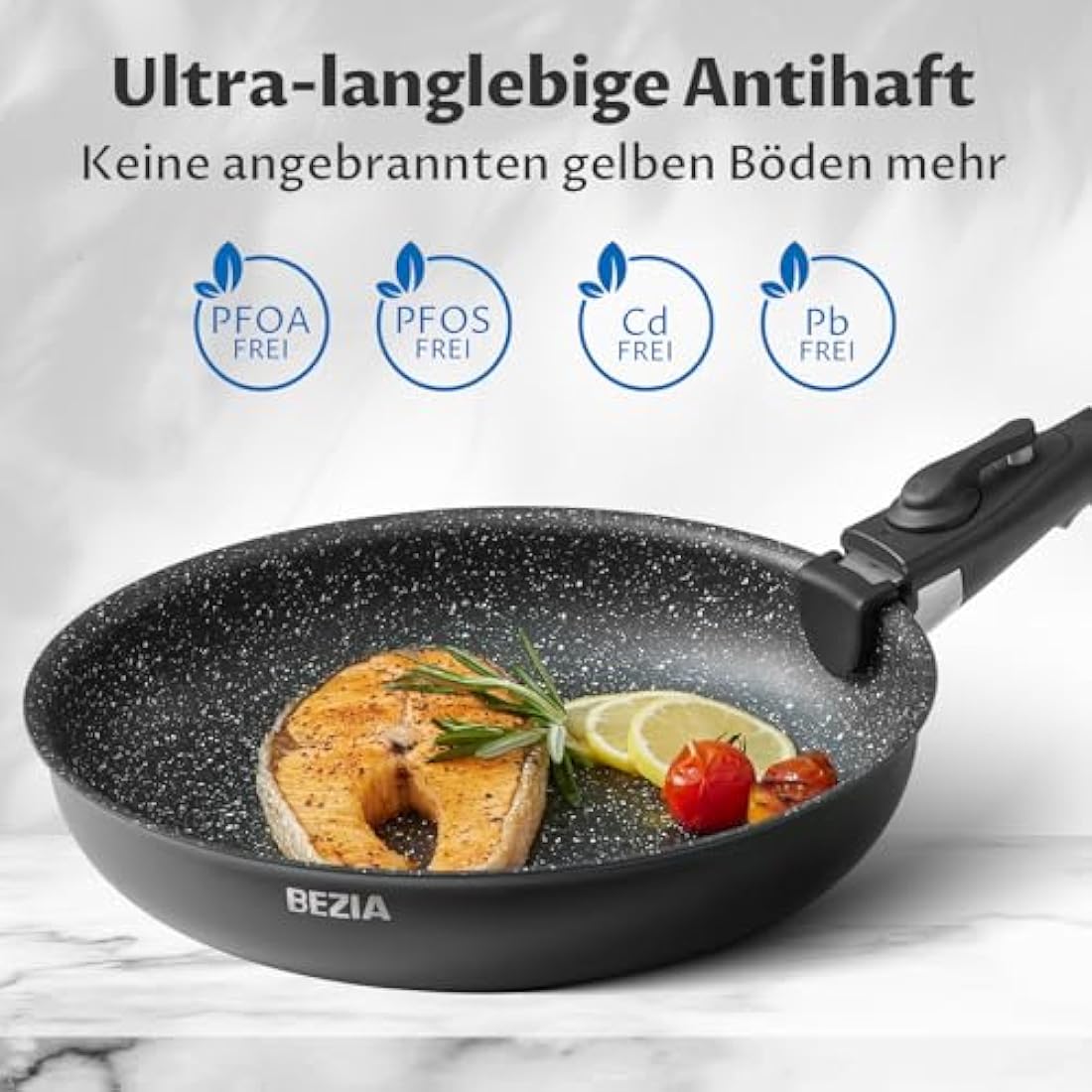 BEZIA Induction Hob Pans Set 13 Pieces, Non Stick Pots and Pans Set with Detachable Handles, Nonstick Kitchen Cookware Sets with Removable Handle, Stackable RV Frying Pans for Campers, Oven Safe