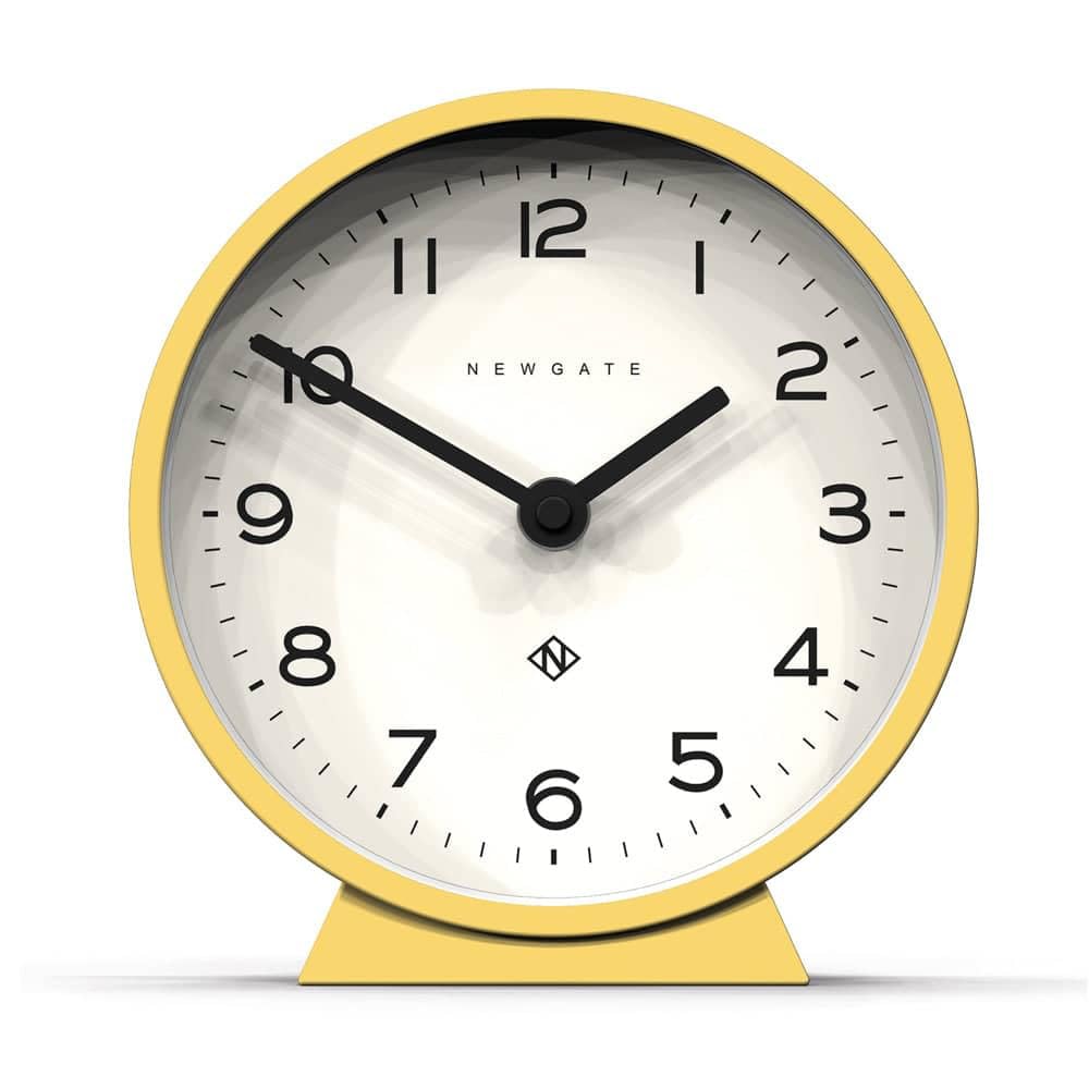 NEWGATE? M Mantel Silent Sweep Mantel Clock - 'No Tick' - A Modern Mantelpiece Clock - Small Mantel Clocks - Minimalist Dial - (Cheeky Yellow)
