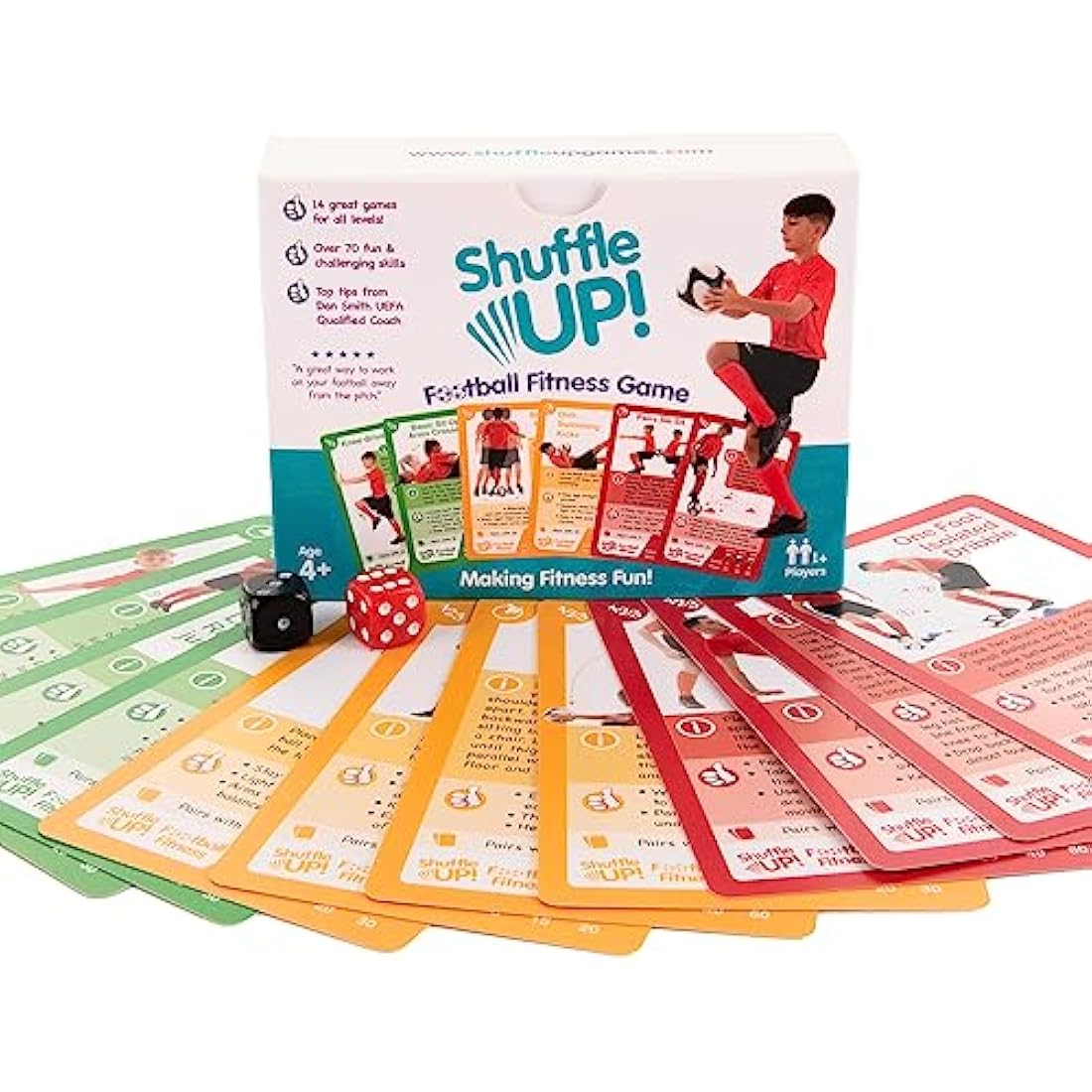 Shuffle Up Football Games - Family Soccer Games with 70+ Fun & Active Fitness Workout Cards, Football Training Equipment Aid, Gifts for Boys & Girls