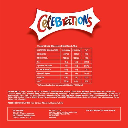 Celebrations Bulk Chocolate Box, 2.4kg, Assorted Chocolates Gift Box with Mini Chocolate Bars & Biscuits