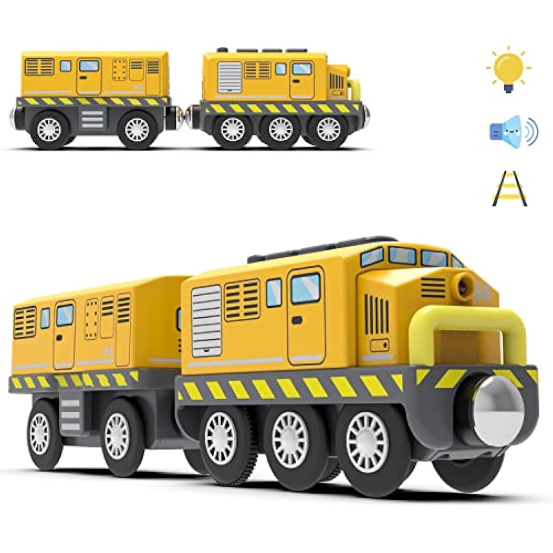 TOPLIVING Battery Operated Locomotive Train for Wooden Track, Motorized Train for Toddlers with Magnetic Connection, Compatible with Thomas, Brio, Chuggington, Melissa and Doug