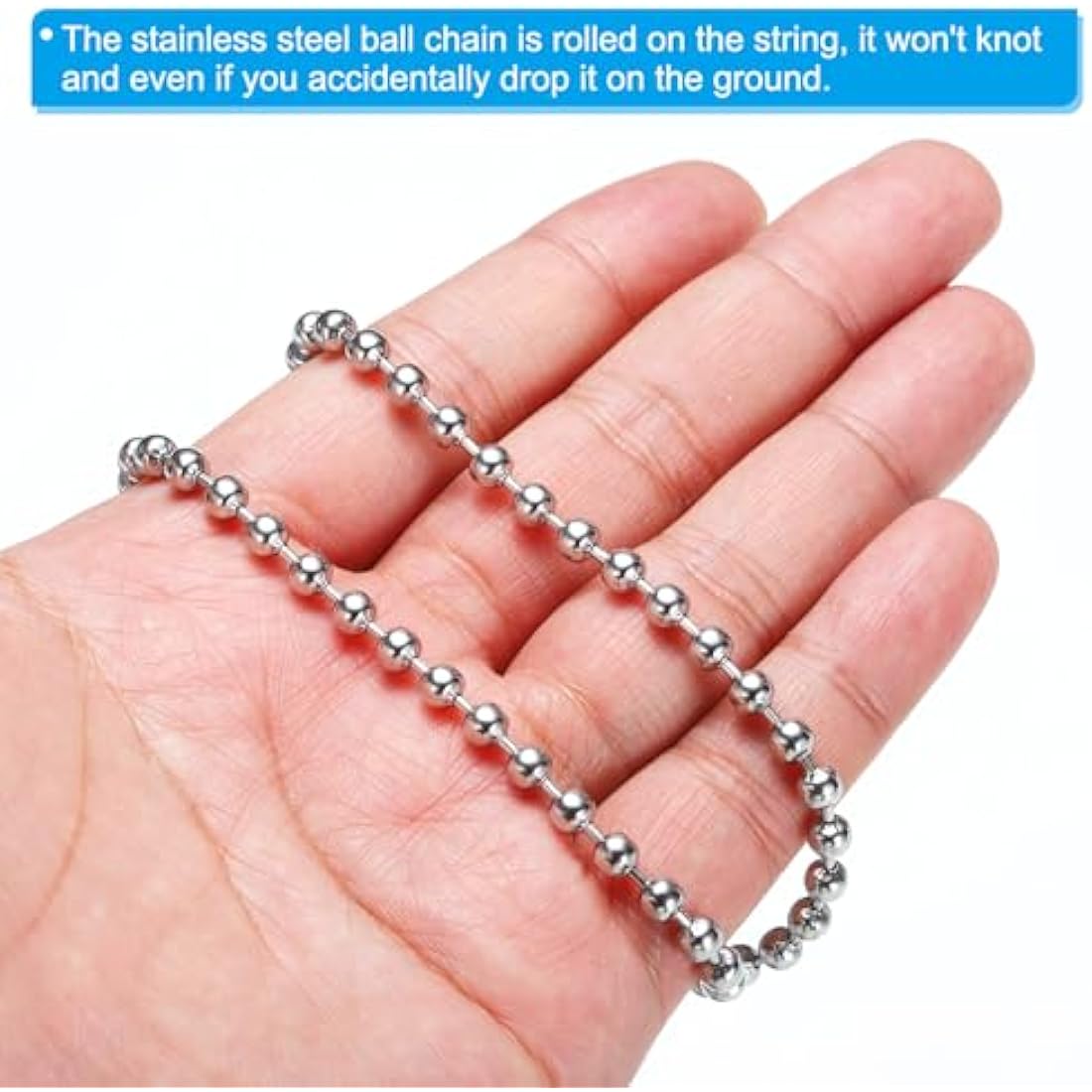 PATIKIL 4.5mm x 56ft 304 Stainless Steel Ball Chain, 1 Set Ball Chain Bead with 100 Pcs Matching Connector Clasp for Curtain Blind Pull, Tag Rings, DIY Crafts