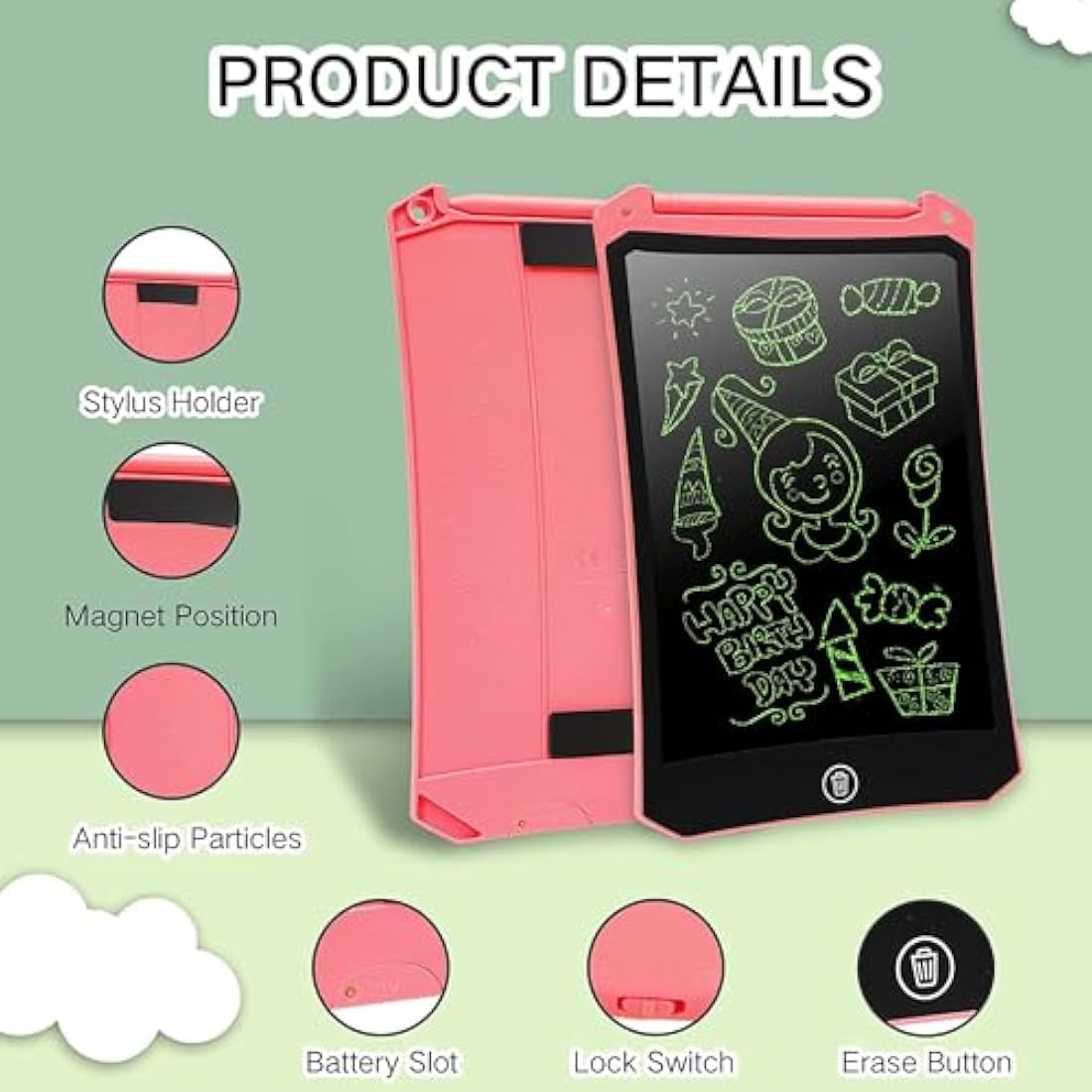PINKCAT 3PCS LCD Writing Tablet, Doodle Board Gifts Drawing Pad for Kids, Repeat Graphic Tablet Learning Educational Toy - Gift for Kids 3-6 Years Old Girl Boy