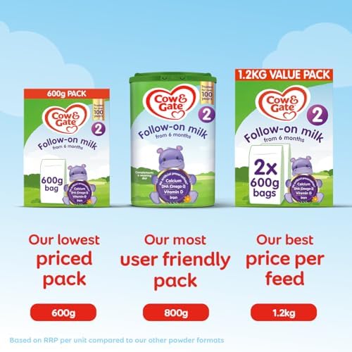 Cow & Gate 2 Follow On Baby Milk Powder Formula, 6-12 Months, 800g (Pack of 6)