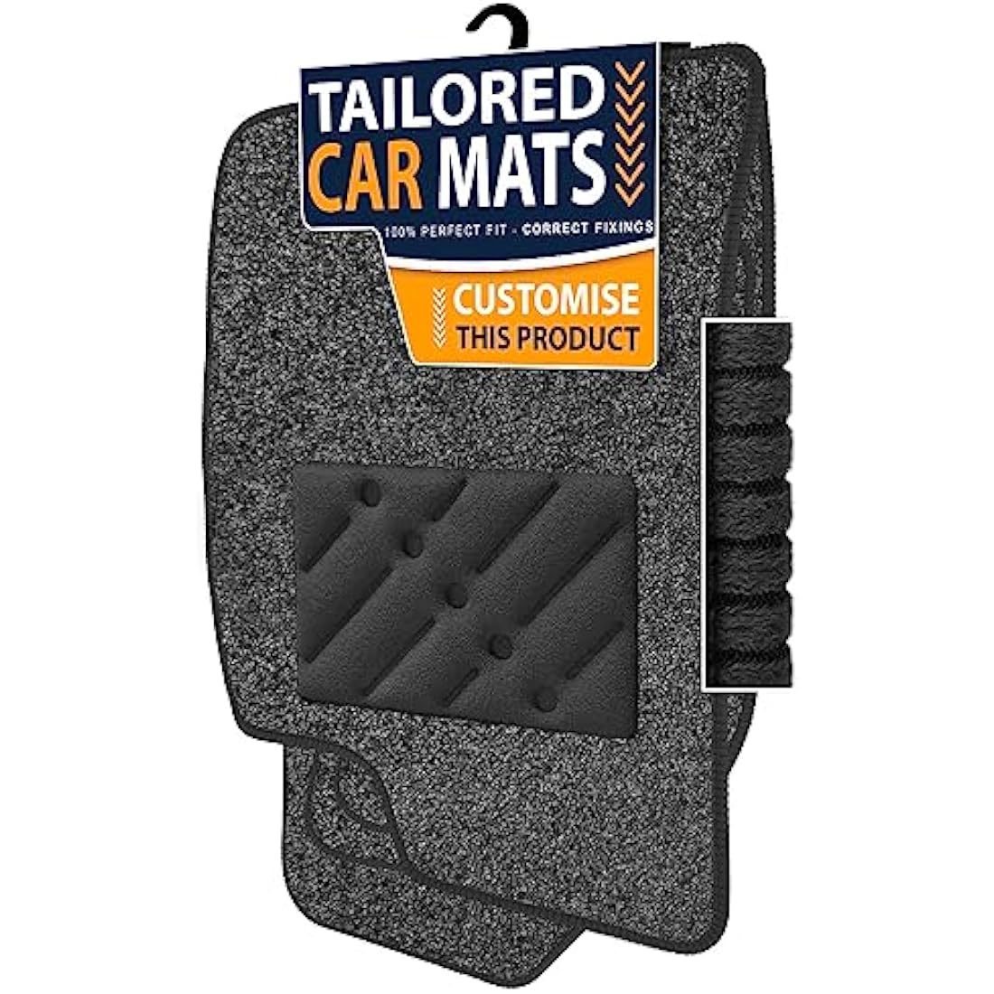 Car Mats FOR Nissan Qashqai 2nd Gen 2014-2021 Anthracite Carpet - Black Ribbed Trim - Black Rectangle Heel Pad [SAPP-1548]