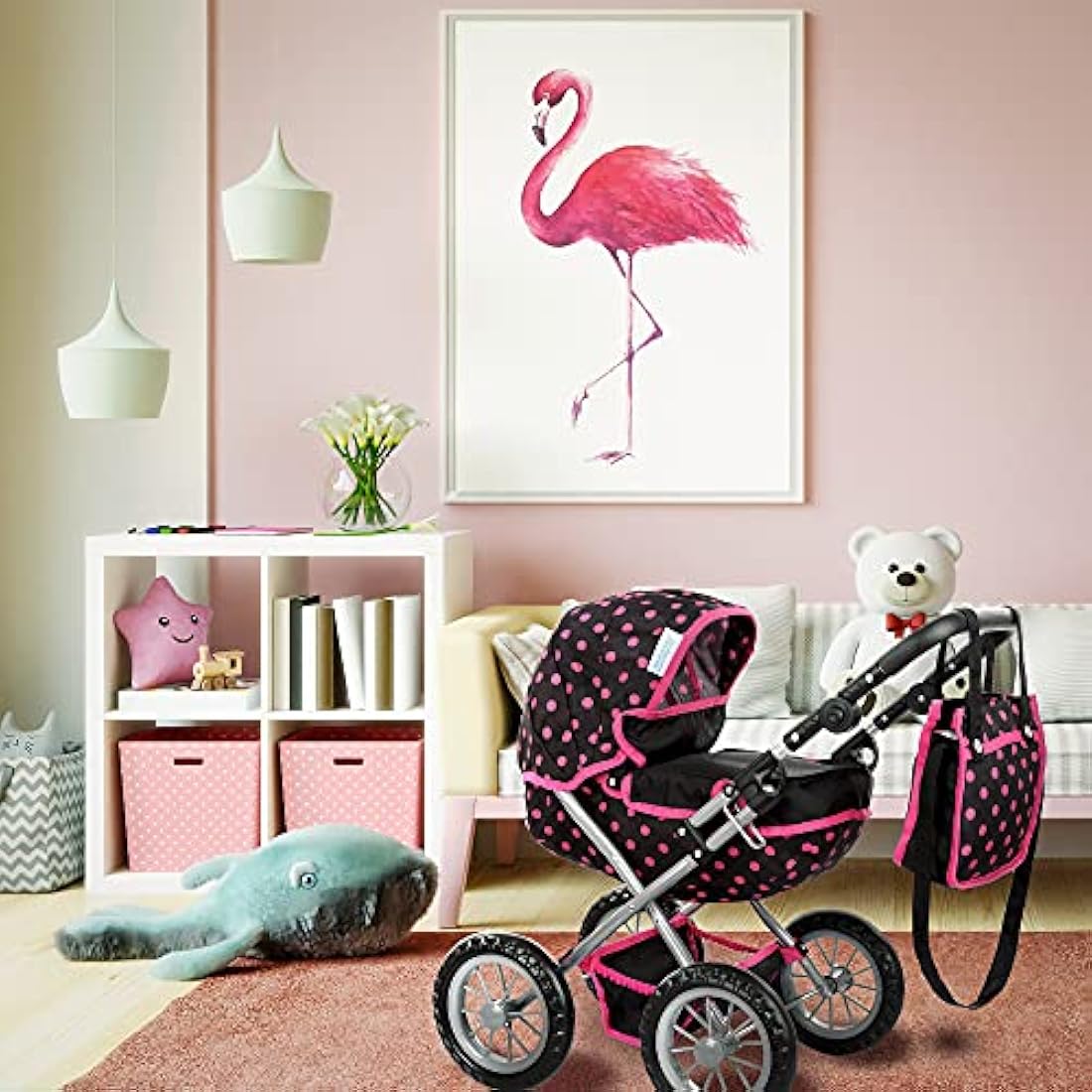 Kinderplay Dolls Pram | Toy Pram | Baby Doll Pram - Toy Pushchair | Dolls Buggy | Dolls Pushchair | Doll Stroller with Adjustable Handle (33-63 cm), model KP0262G