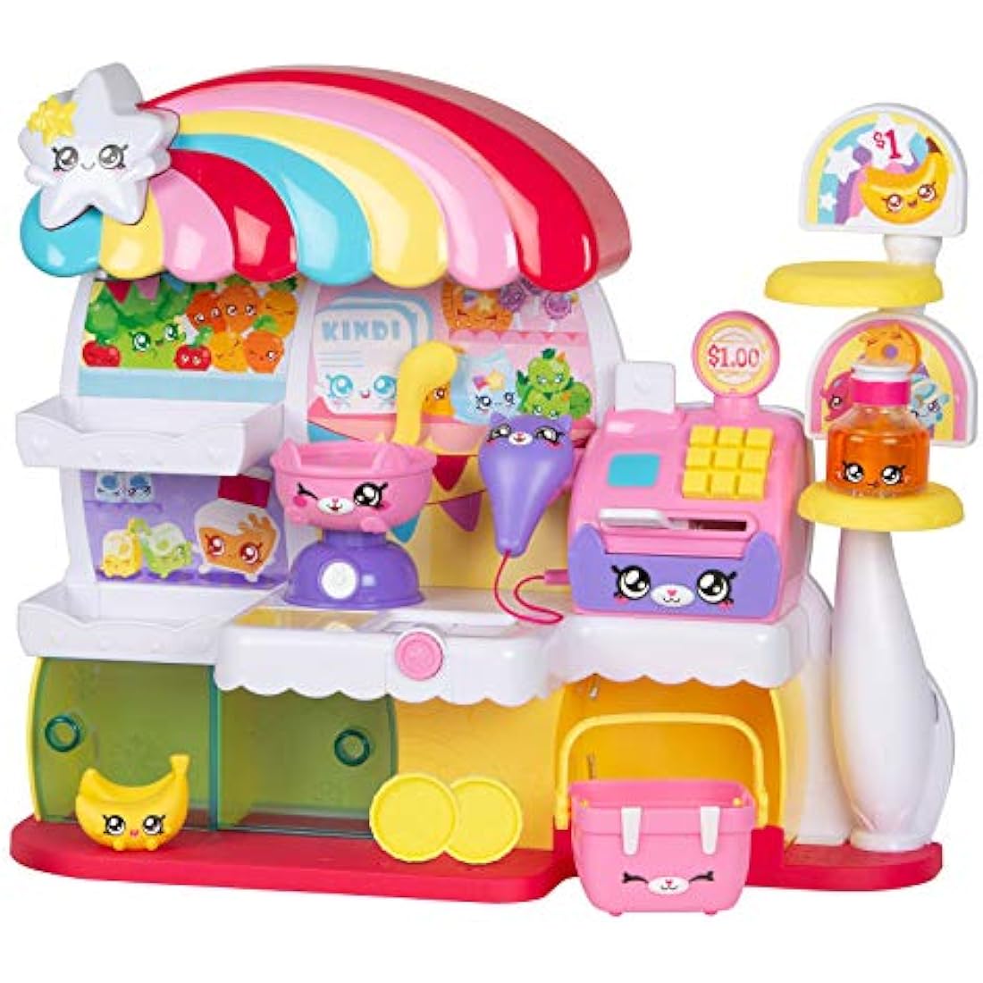 Kindi Kids Kitty Petkin Supermarket, 2 Shopkin and vinyl playmat, Multi-Colour