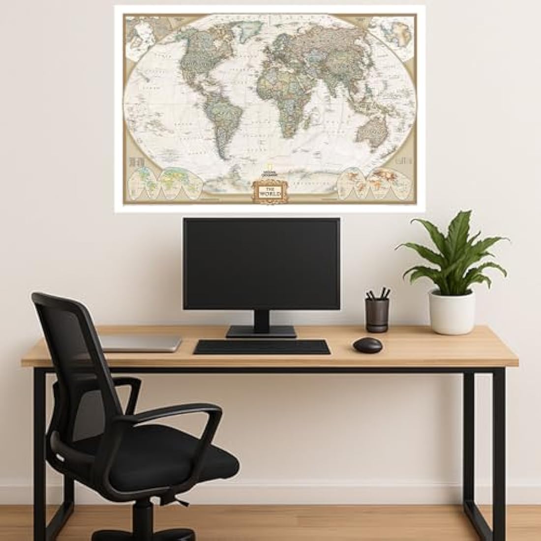 National Geographic World Executive Wall Map - Antique Style - 46 x 30.5 inches - Art Quality Print