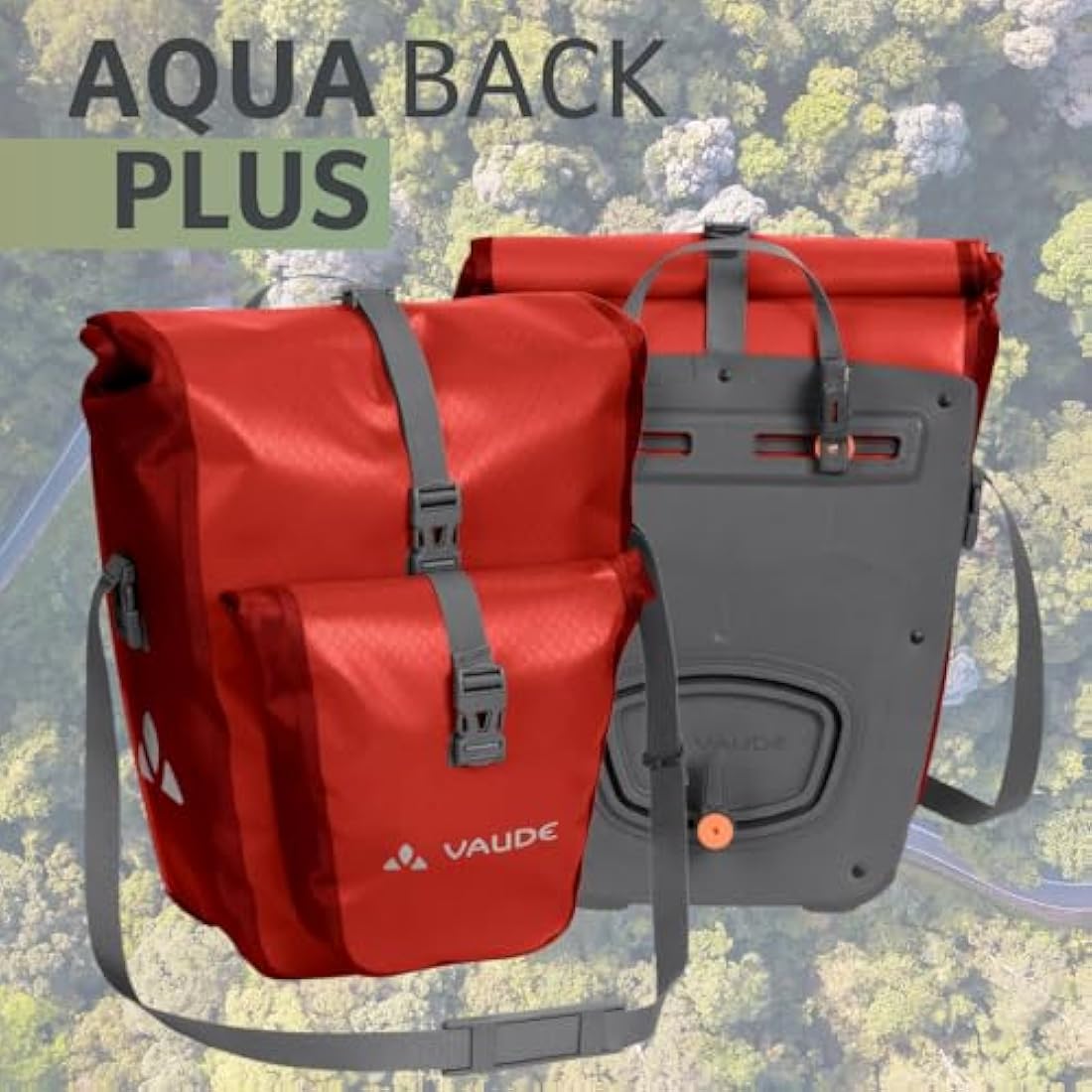 VAUDE Aqua Back Plus Bike Pannier, 2 x Rear Bike Rack Bag Waterproof, 51L Total Volume, Cycling Bag, Easy Mounting - Made in Germany
