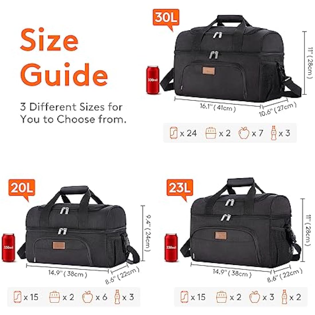 Lifewit Cooler Bag Insulated Large Shopping Bag, Double Decker Soft Cooler Soft-Sided Cooling Bag for Beach/Picnic/Sports