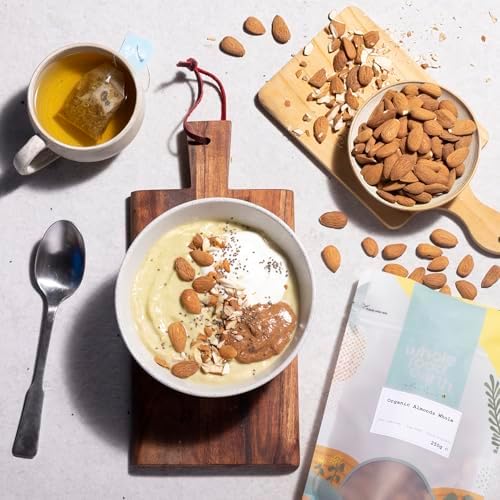 Wholefood Earth Organic Almonds Whole – 2 kg | Raw | GMO Free | Vegan | High Fibre | Source of Protein | Certified Organic