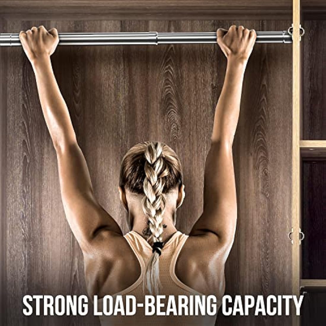 WAENLIR 112cm-210cm Extendable Stainless Steel Wardrobe Rail, Adjustable Clothes Rail Pole With End Sockets.