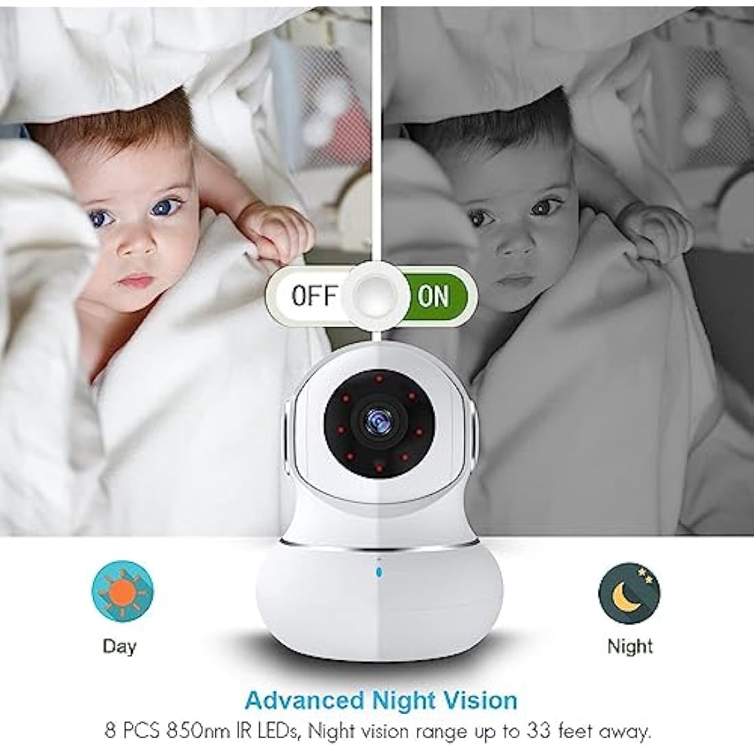 litokam Security Camera Indoor, Little elf 2K Cameras House Security with APP, Baby Monitor with Motion/Crying Detection, WiFi Camera with 2-Way Audio (White, 2Pack-2.4GHz)