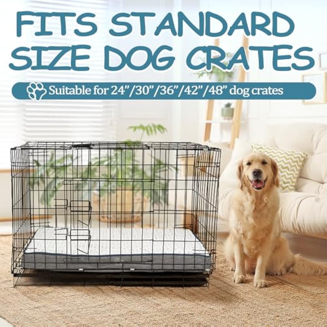 EMPSIGN Extra Large Orthopedic Dog Bed - Washable, Removable Cover, XXL Dog Beds Mattress for Crate, Grey, 112x76x7,5cm