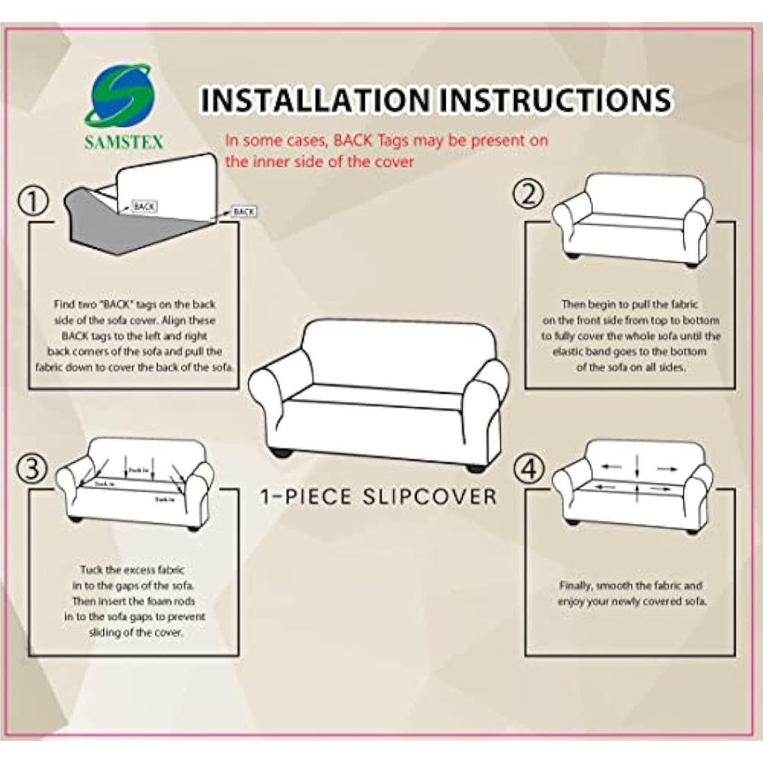SAMSTEX Stylish Sofa Cover Stretch 1-Piece Sofa Slipcovers High Stretch Sofa Covers 3 Seater Thick Soft Sofa Protector Machine Washable Non Slip Couch Covers (3 Seater, Light Grey)