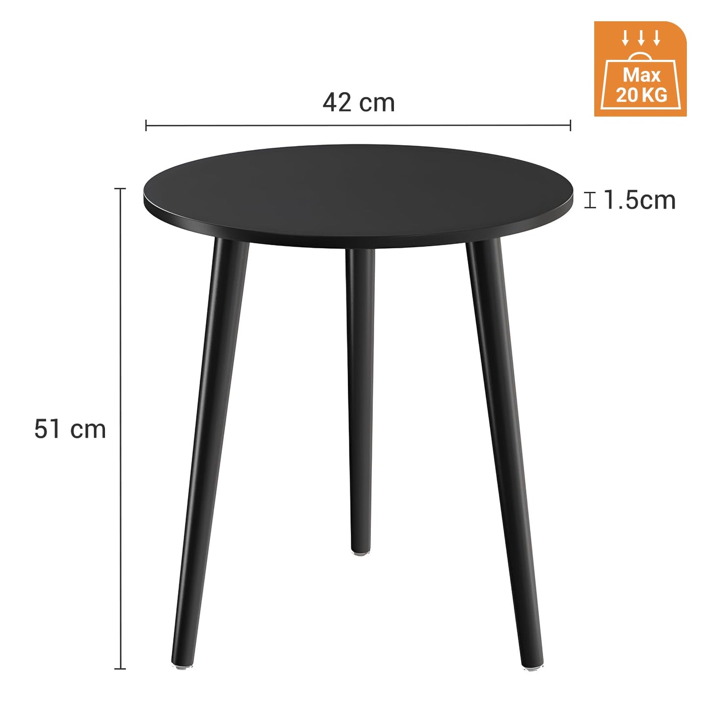 APICIZON Black Side Table, Round Coffee Table, Small End Table for Living room, Bedroom, Small Space, Wooden Bedside Table, Easy Assemble, 42(D) x