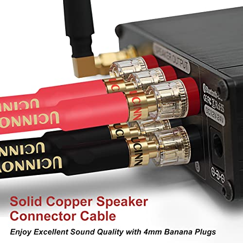 WOWLED 2 Pack High-end Pure Copper HIFI OFC Speaker Wire Cable with Banana Plug, 4m Gold-Plated Banana Tip Plugs Male to Male 600 Strand 14 AWG Audio Speaker HIFI System Home Theater 13.12FT