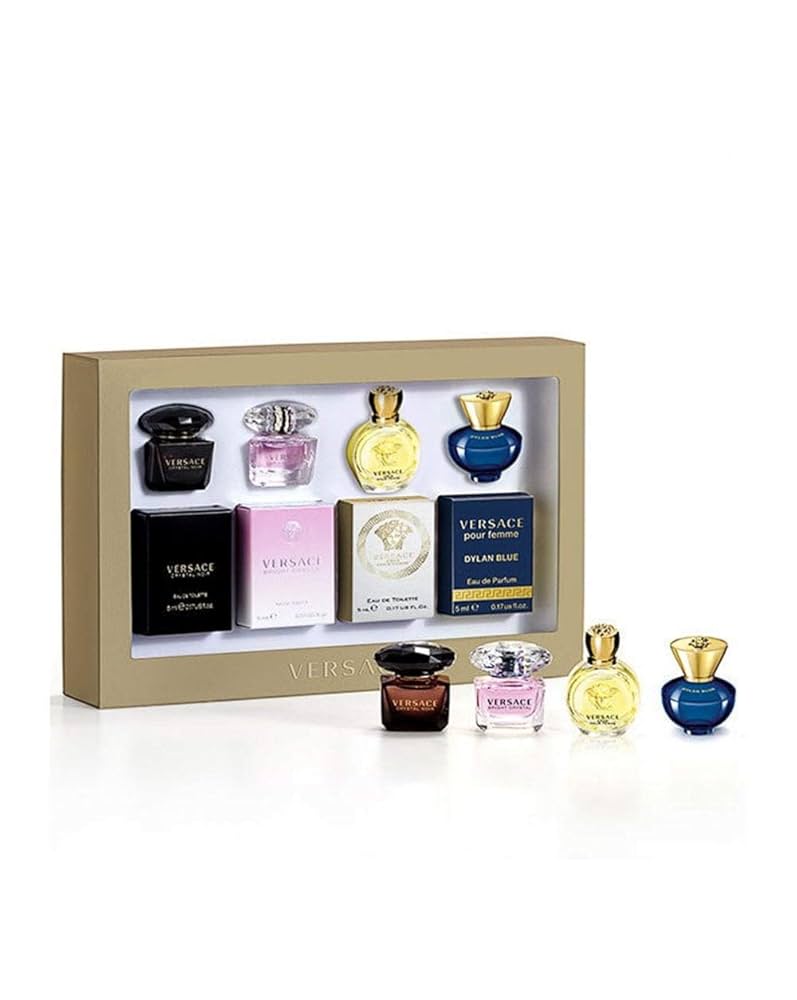 Versace Mini Set For Her Gift Set 5ml Dylan Turquoise EDP + 5ml Dylan Purple EDP + 5ml Crystal Noir EDT + 5ml Bright Crystal EDP + 5ml Yellow Diamond EDT Women's Fragrance