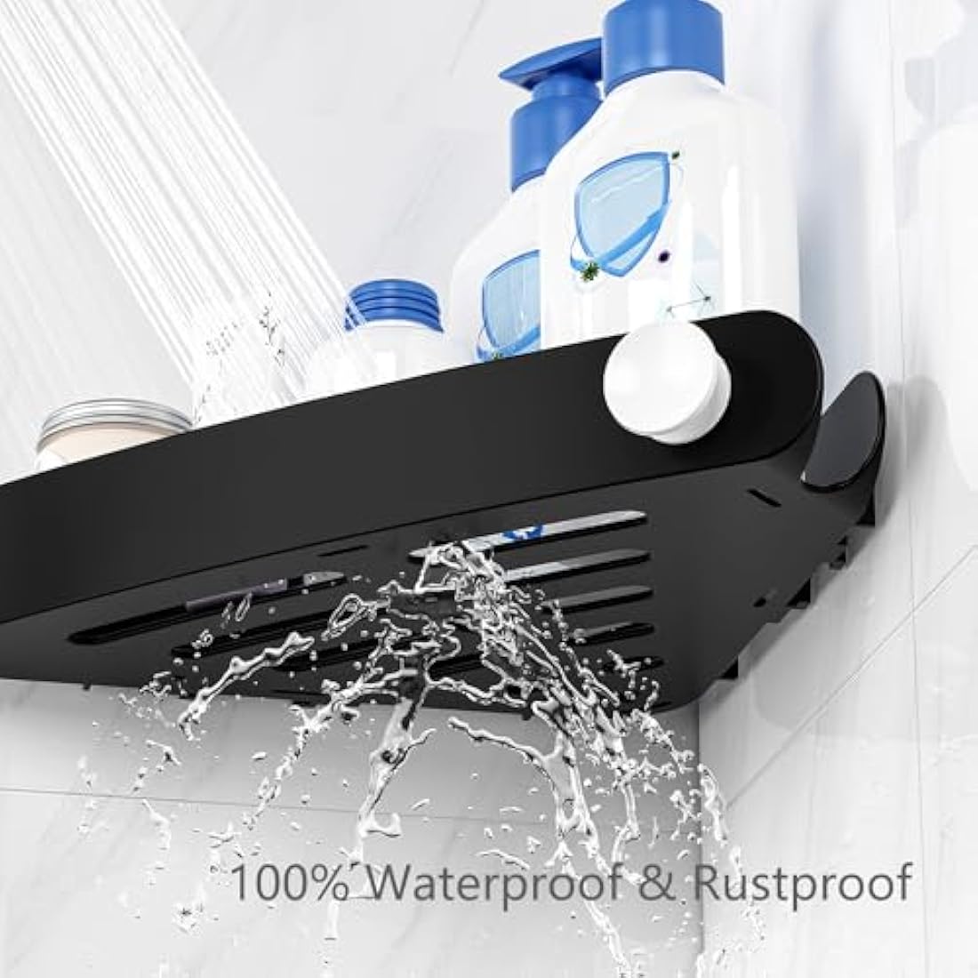 Sotfamily 4 Packs Black Shower Caddy, No Drilling Shower Corner Shelf with Adhesive Pad, Rust Free Plastic Shower Storage for Bathroom, Kitchen, Toilet