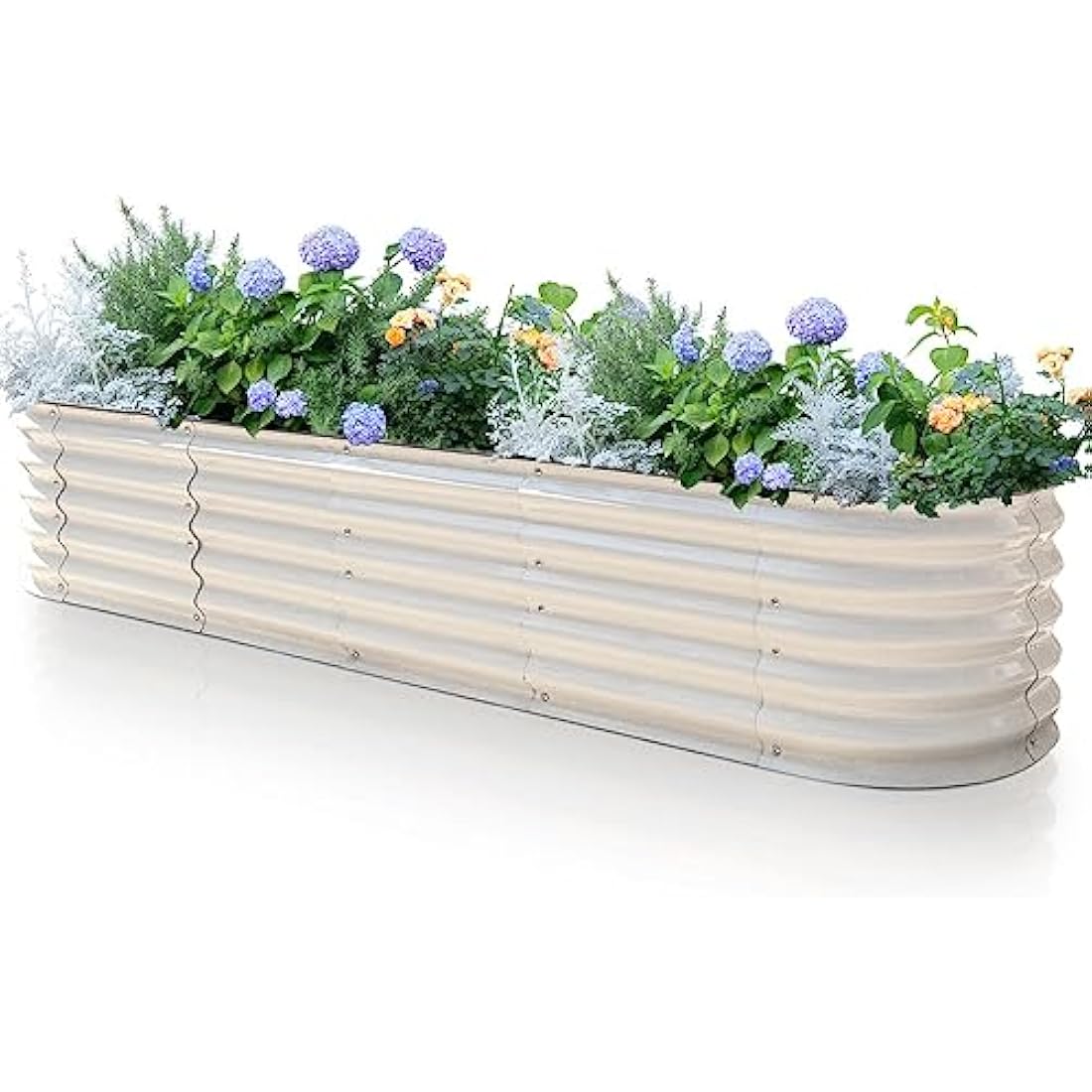 Byhagern Raised Garden Beds Outdoor, Anti-Rust Coating Planter Box with Safety Edging, Raised Garden Beds for Vegetables, Flowers, Herbs (Beige)……