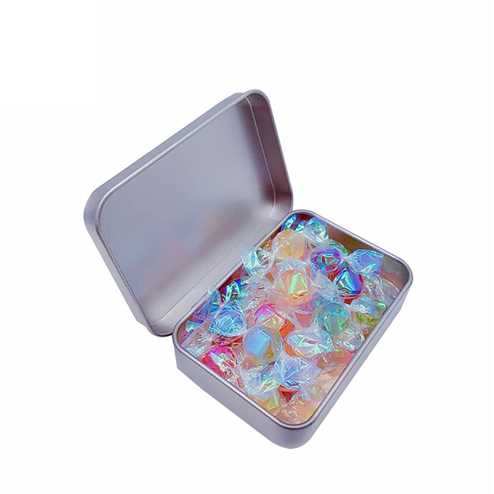 HugeDE 3 Pcs Rectangular Small Empty Hinged Tin Box Mini Storage Containers for Home Jewelry Craft Storage
