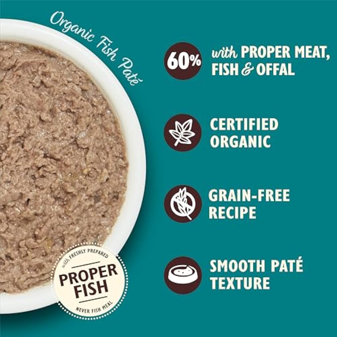 Lily's Kitchen Made with Natural Ingredients Adult Wet Paté Cat Food Tray Organic Fish Grain-free recipe 19 x 85g