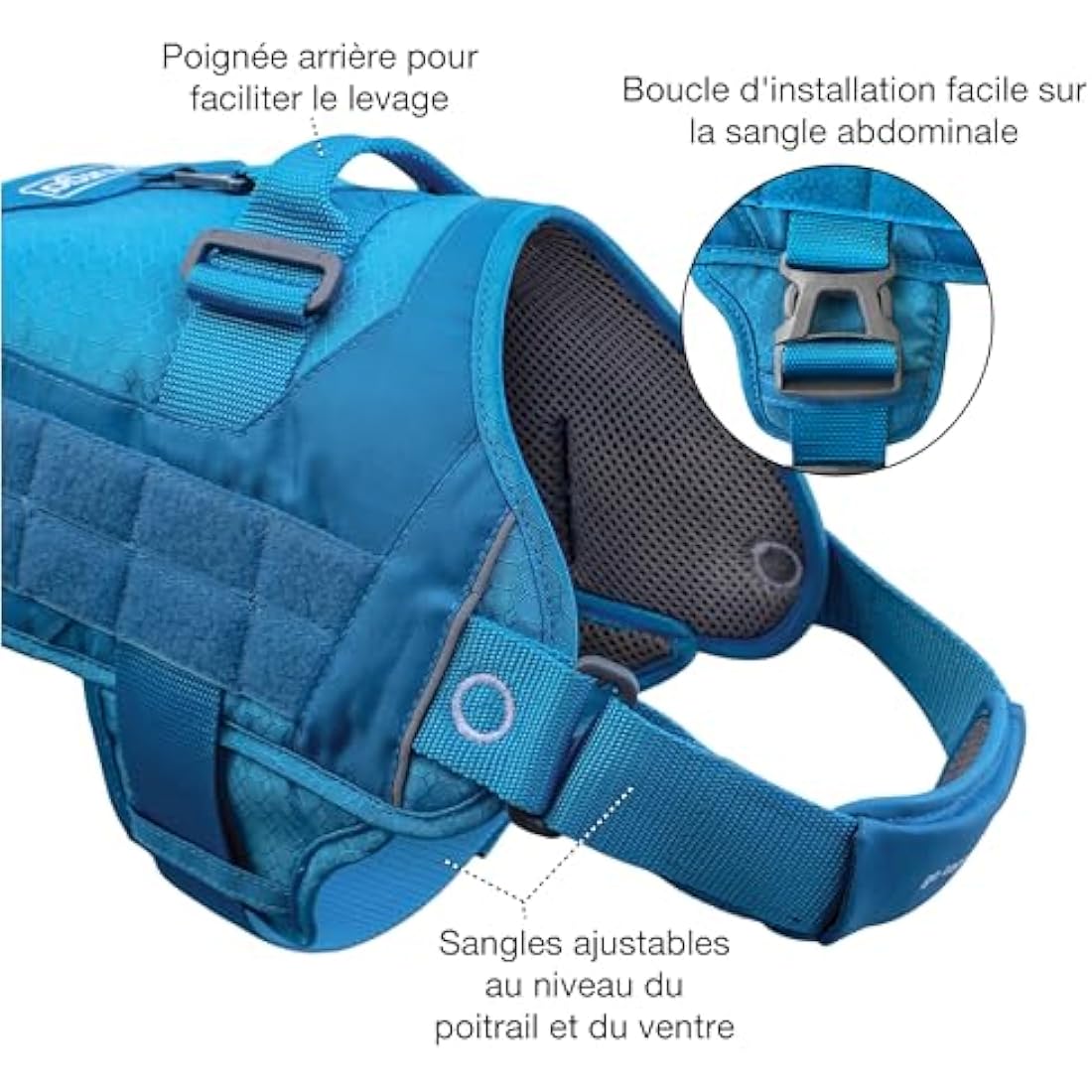 Kurgo RSG Dog Townie Harness, Easy On/Off Dog Hiking Harness, Adjustable, MOLLE Compatible, Small-Black