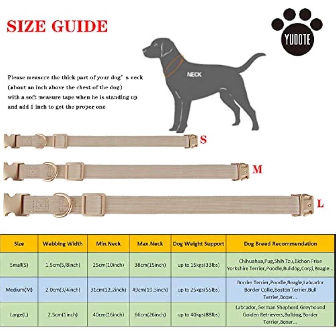 YUDOTE Ultra-soft Dog Collar Natural Cotton Corduroy Made for Medium Dogs with Sensitive Skin,Creamy White