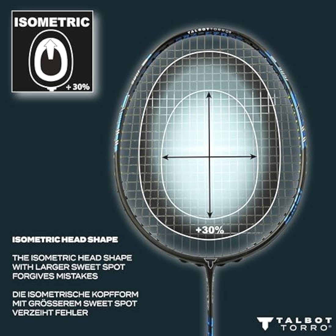 Talbot Torro Badmintonschläger Isoforce 411, 100% Graphit, One Piece, Verschiedene Designs wählbar