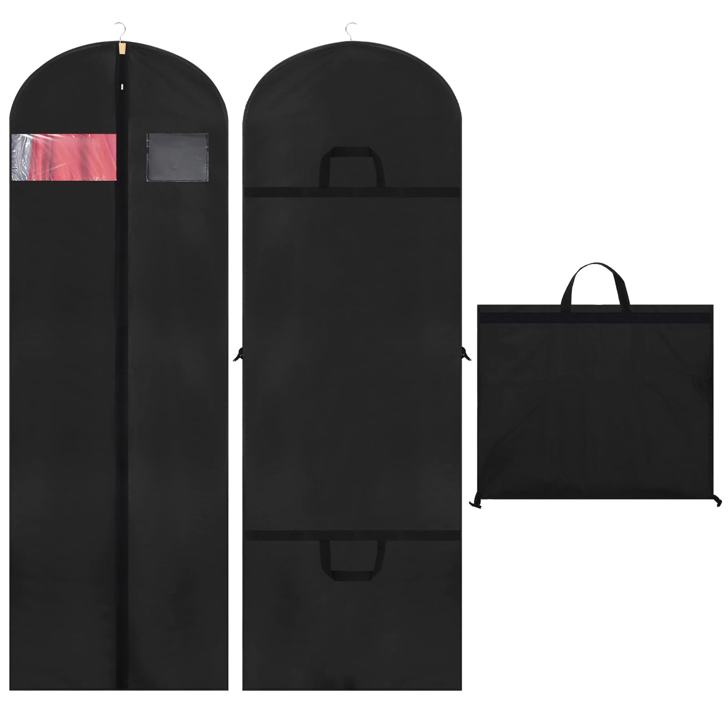 Dntorx 2PCS Long Dress Bags Covers PEVA Wedding Dress Bags 71in, Black