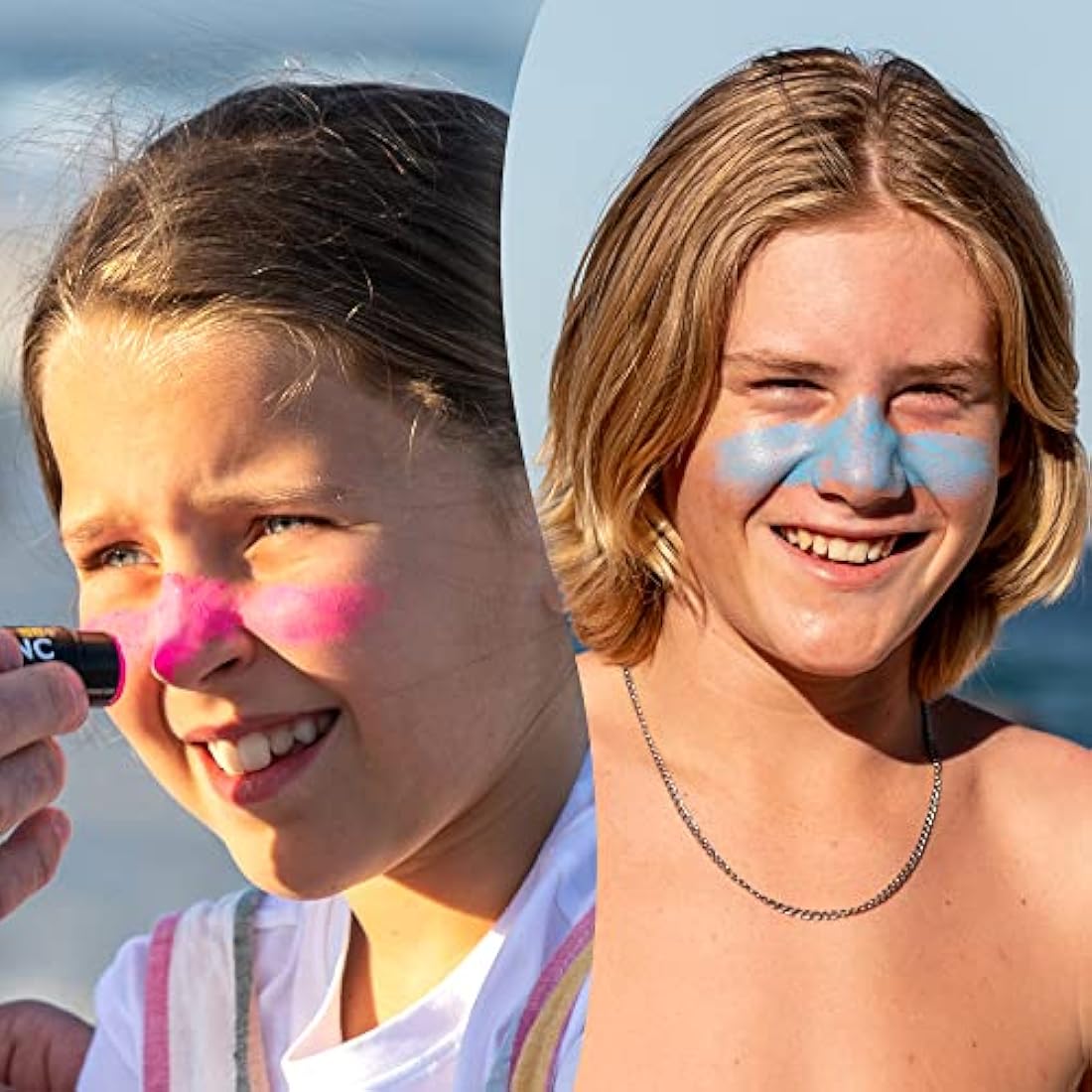 Sun Zapper Zinc Stick - Pink, Blue, Green, Yellow Face Sunblock Rainbow 4-Pack SPF50+ Coloured Zinc Sunscreen Sticks Made in Australia