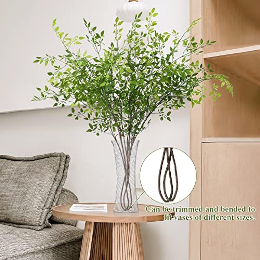 Dremisland 2PCS Artificial Plants 43.3in Artificial Greenery Stems Nandina Leaves Stems Branches Artificial Bamboo Plant for Vase Fake Shrubs Plants Green Bushes for Shop Garden Office Home Decor