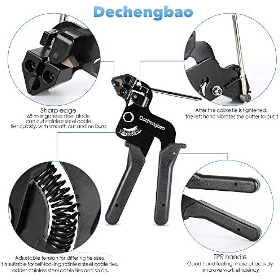 Metal tie wrap Gun, Dechengbao Stainless Steel Cable Tie Gun and Zip tie Tool,Cable Tie Tool for Stainless Steel Cable Ties,Metal Cable tie Gun